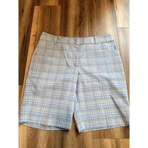 Nike Gomf Shorts Plaid Blue Bermuda Style Women's 14  10" Inseam NikeFIT DRY